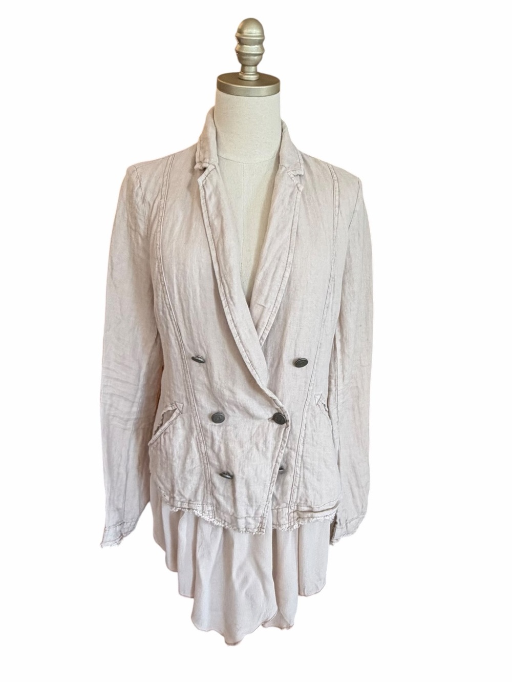 Free People Womens Layered Ruffles Military Blazer Size S Utility Boho Lagen